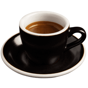 เอสเพรสโซ่ช็อตเข้มข้นเสิร์ฟในแก้วดำที่ Davin Cafe