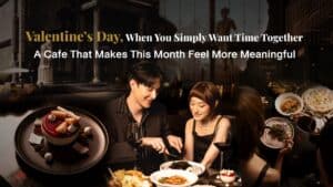 Valentine’s Day romantic dinner scene of a couple enjoying a special moment together in an intimate and elegant atmosphere