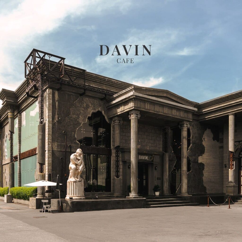 Coffee shop Bangkok exterior of Davin Cafe with iconic classical architecture landmark cafe destination in Bangkok for specialty coffee lovers