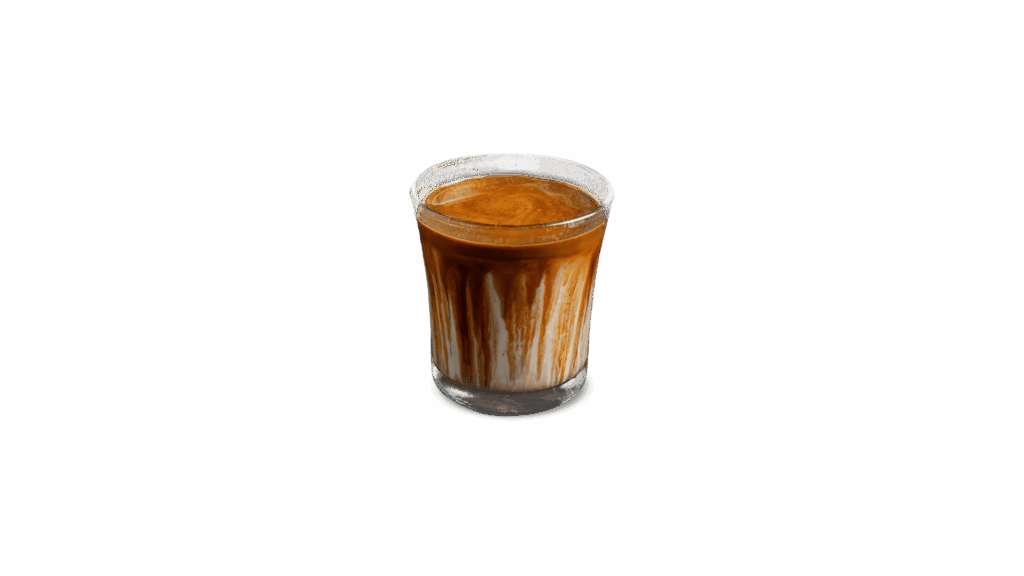 DIRTY coffee at DAVIN CAFE coffee shop Bangkok, layered espresso over cold milk with rich smooth flavor, premium specialty coffee experience for modern coffee lovers