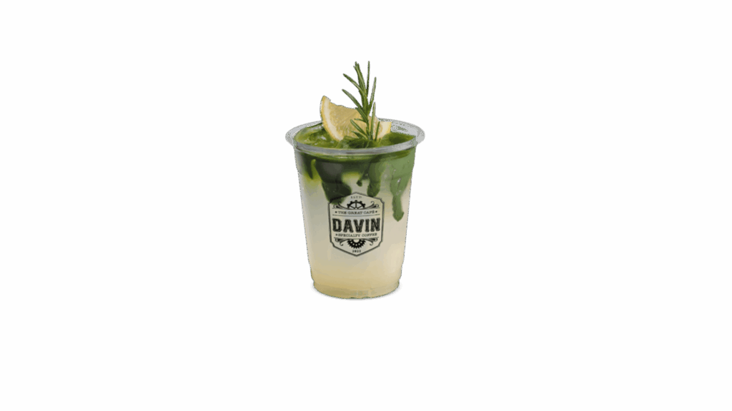 เมนู MATCHA LEMONADE จาก DAVIN CAFE มัทฉะผสมน้ำเลมอนสด รสเปรี้ยวสดชื่น หอมชาเขียวแท้ สีเขียวใสสวยงาม ดื่มง่ายสไตล์คาเฟ่สายมัทฉะเพื่อสุขภาพ