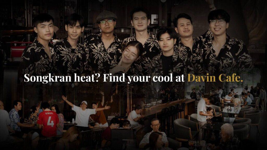 A lively seminar and workshop setting at Davin Cafe in Bangkok, featuring engaged participants in both seated sessions and interactive activities, highlighting its capability as a versatile corporate event venue