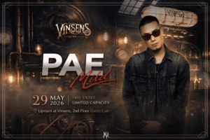 Pae Mild live concert poster at DAVIN CAFE and VINSENS Bangkok featuring premium live music atmosphere for fans of Pae Mild, luxury nightlife, and exclusive acoustic performances in Bangkok