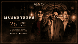 Musketeers live concert at VINSENS, a premium hangout and live music venue in Bangkok, offering an immersive nightlife experience for fans of quality live performances, craft drinks, and exceptional entertainment.