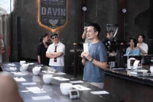Coffee tasting workshop at Davin Cafe, a flexible exhibition venue in Bangkok