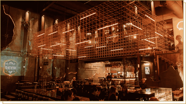 Industrial interior at Davin Cafe event venue in Bangkok suitable for private events, productions and brand activities