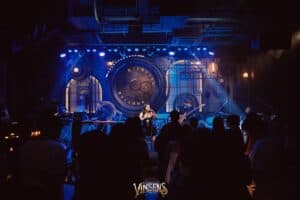 Live entertainment stage during a corporate product launch event at Davin Cafe in Bangkok