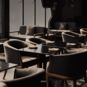 Natural light seating area at DAVIN CAFE for lifestyle and commercial studio productions in Bangkok
