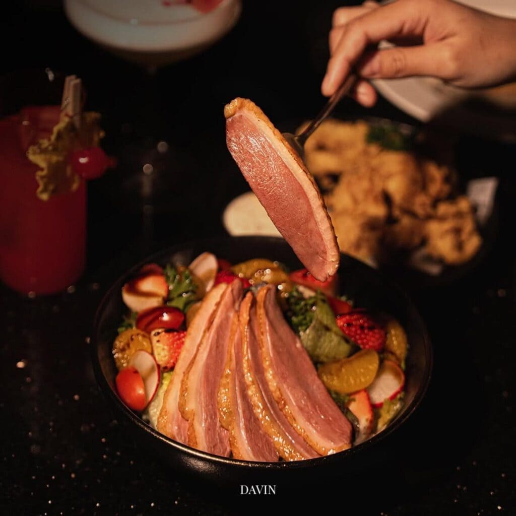 Dinner dish at DAVIN CAFE, a Golden Hour Cafe in Ramintra with a warm evening dining atmosphere