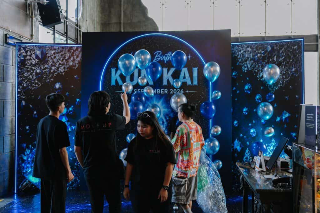 Private Party birthday event setup at DAVIN CAFE with a custom photo backdrop and celebration space